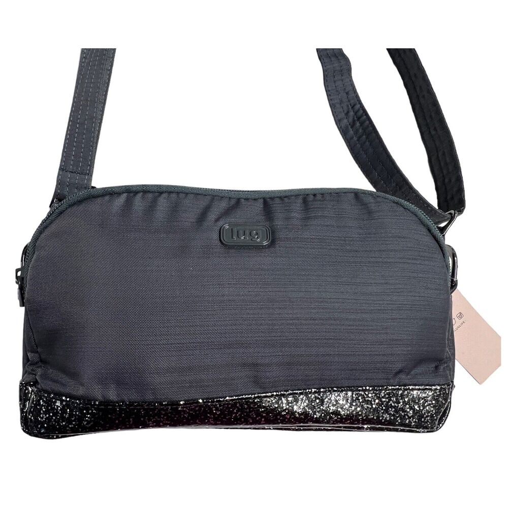 Lug Punter crossbody Bag in Black with Glitter Accent